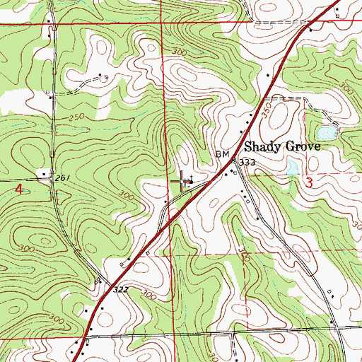 Topographic Map of Shady Grove Cemetery, AL