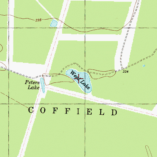 Topographic Map of Weed Lake, TX