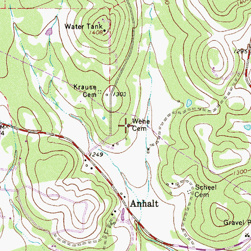 Topographic Map of Wehe Cemetery, TX