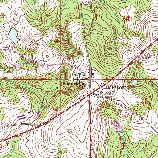 Topographic Map of Victoria Cemetery, AL