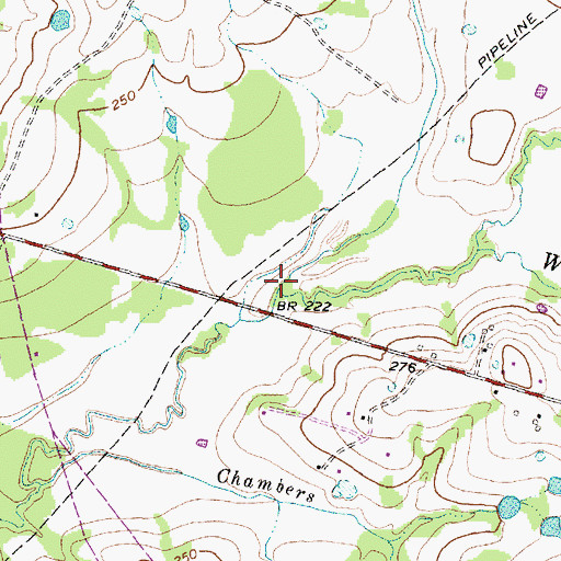 Topographic Map of Weirs Creek, TX