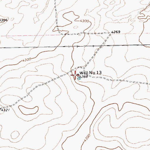 Topographic Map of Well Number Thirteen, TX