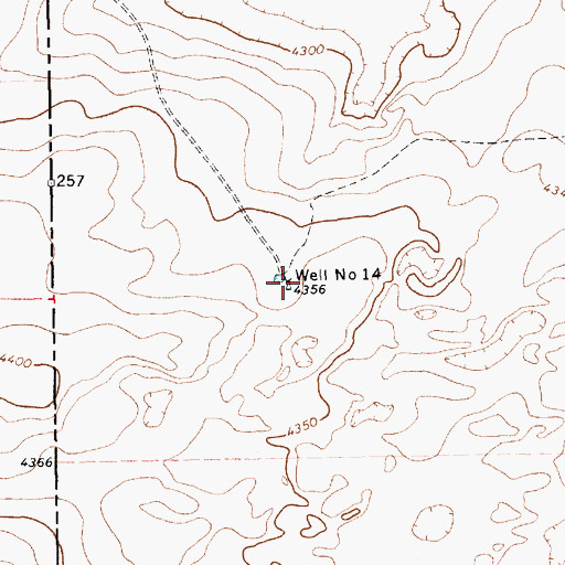 Topographic Map of Well Number Fourteen, TX