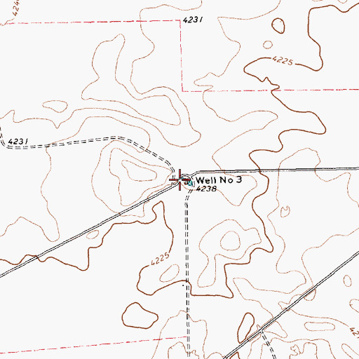 Topographic Map of Well Number Three, TX