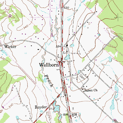 Topographic Map of Wellborn, TX
