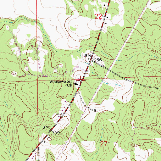 Topographic Map of White Water Cemetery, AL