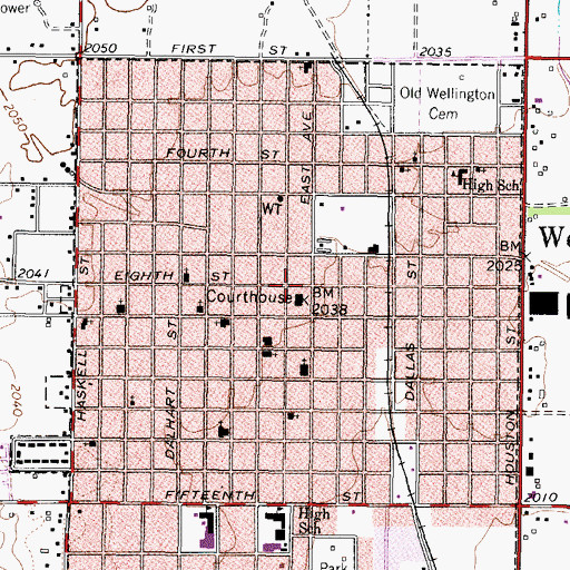 Topographic Map of Wellington, TX