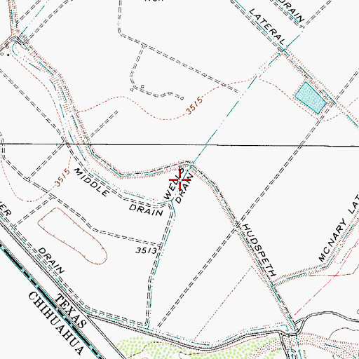 Topographic Map of Wells Drain, TX