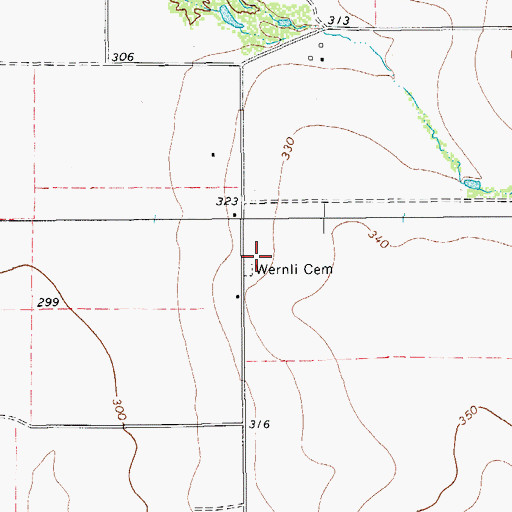 Topographic Map of Wernli Cemetery, TX