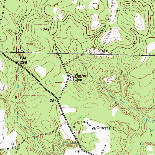 Topographic Map of Wesley Cemetery, TX