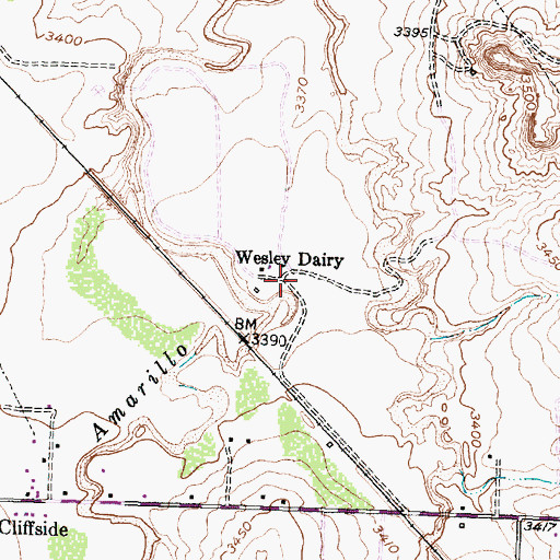 Topographic Map of Wesley Dairy, TX
