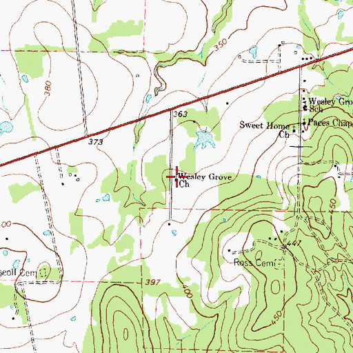 Topographic Map of Wesley Grove Church, TX