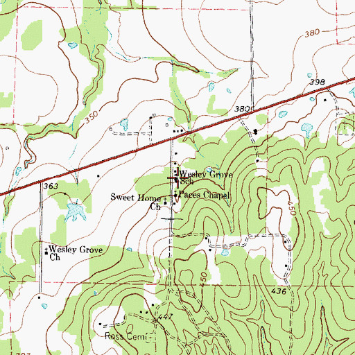 Topographic Map of Wesley Grove School, TX