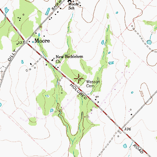 Topographic Map of Wesson Cemetery, TX