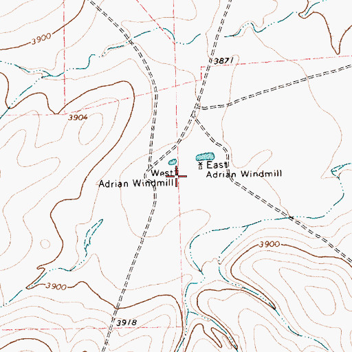 Topographic Map of West Adrian Windmill, TX