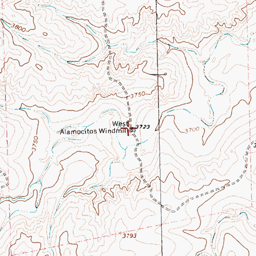 Topographic Map of West Alamocitos Windmill, TX