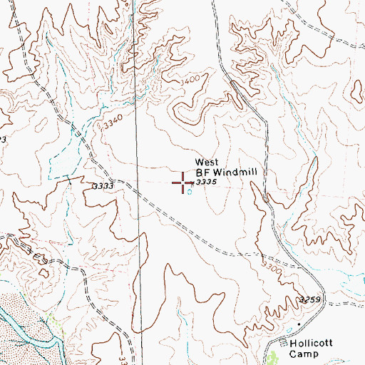 Topographic Map of West B F Windmill, TX