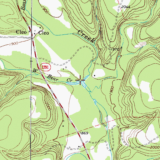 Topographic Map of West Bear Creek, TX