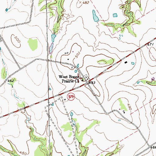 Topographic Map of West Boone Prairie Church, TX