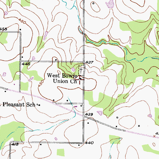 Topographic Map of West Bowie Union Church, TX