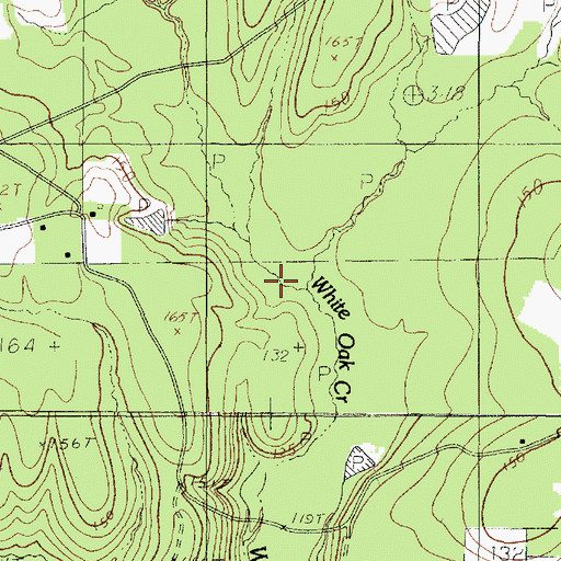 Topographic Map of West Branch White Oak Creek, TX