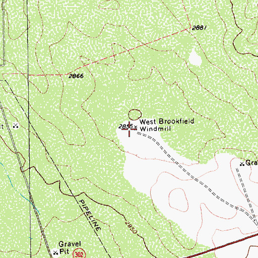 Topographic Map of West Brookfield Windmill, TX