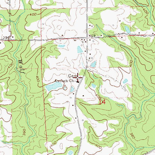 Topographic Map of Antioch Cemetery, AL