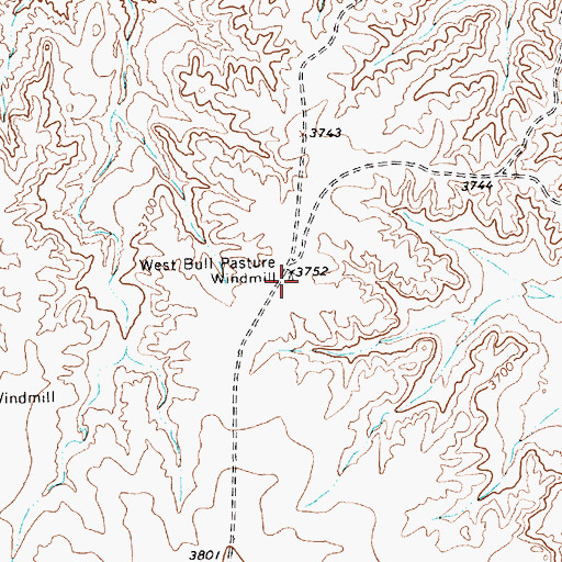 Topographic Map of West Bull Pasture Windmill, TX