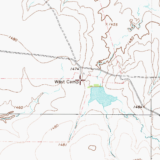 Topographic Map of West Camp, TX