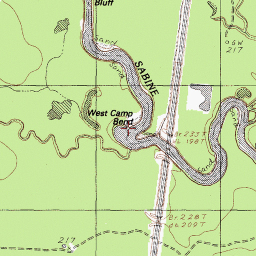 Topographic Map of West Camp Bend, TX