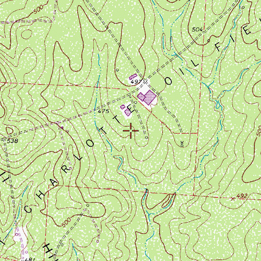Topographic Map of West Charlotte Oil Field, TX