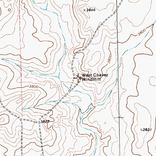 Topographic Map of West Chavez Windmill, TX