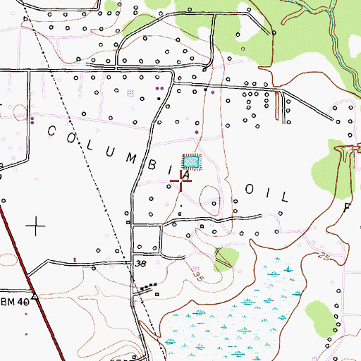 Topographic Map of West Columbia Oil Field, TX