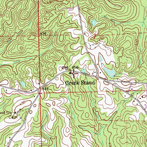 Topographic Map of Creek Stand Cemetery, AL