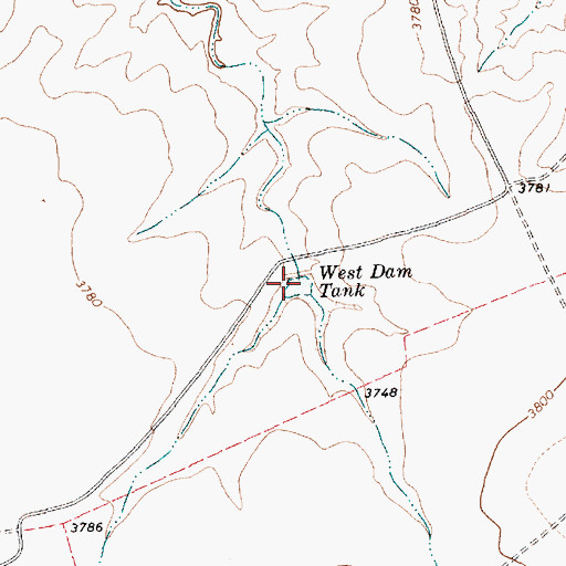 Topographic Map of West Dam Tank, TX