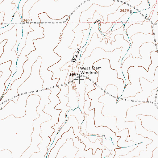 Topographic Map of West Dam Windmill, TX