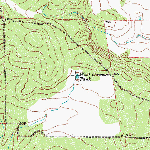 Topographic Map of West Dawson Tank, TX
