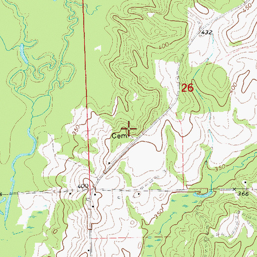 Topographic Map of Darlington Cemetery, AL