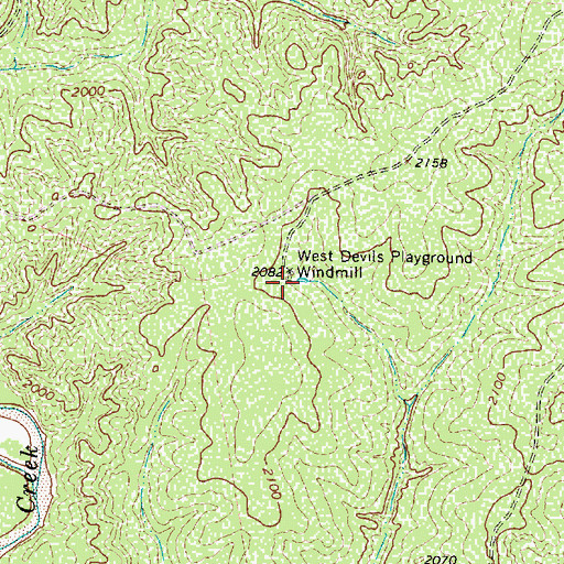 Topographic Map of West Devils Playground Windmill, TX