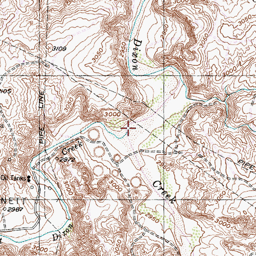 Topographic Map of West Dixon Creek, TX