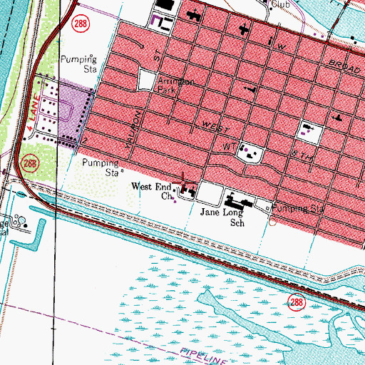 Topographic Map of West End Church, TX