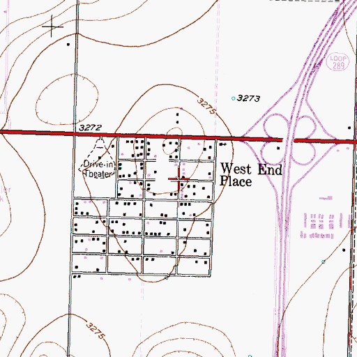 Topographic Map of West End Place, TX