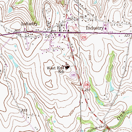 Topographic Map of West End School, TX