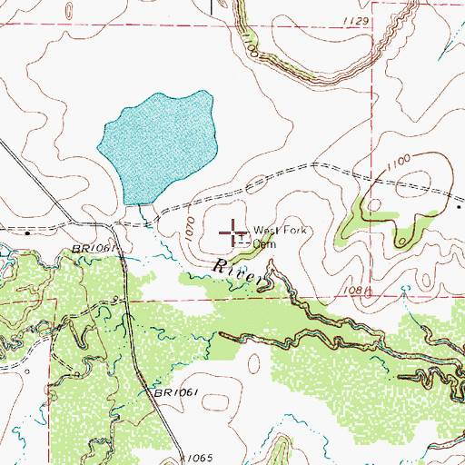 Topographic Map of West Fork Cemetery, TX