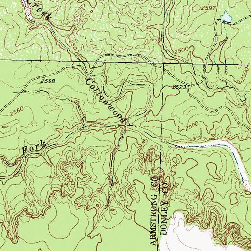 Topographic Map of West Fork Cottonwood Creek, TX