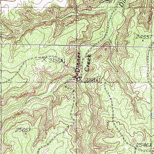 Topographic Map of West Fork Dinner Creek, TX
