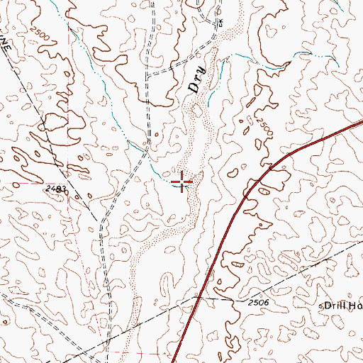 Topographic Map of West Fork Dry Creek, TX