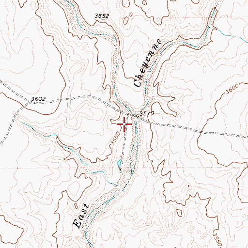 Topographic Map of West Fork East Cheyenne Creek, TX