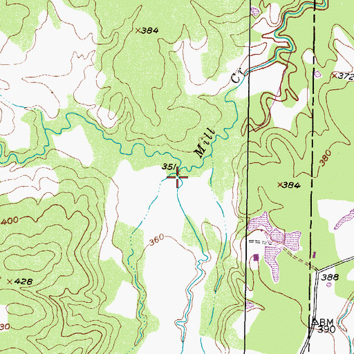 Topographic Map of West Fork Mill Creek, TX