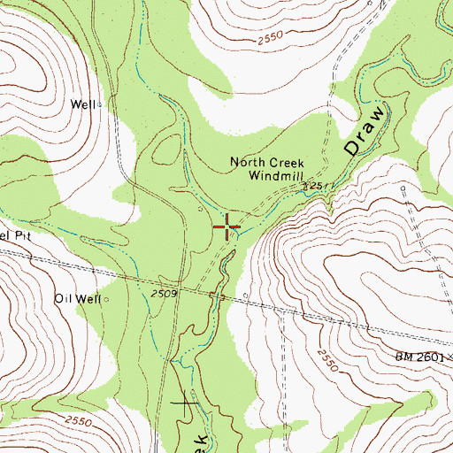 Topographic Map of West Fork North Creek Draw, TX
